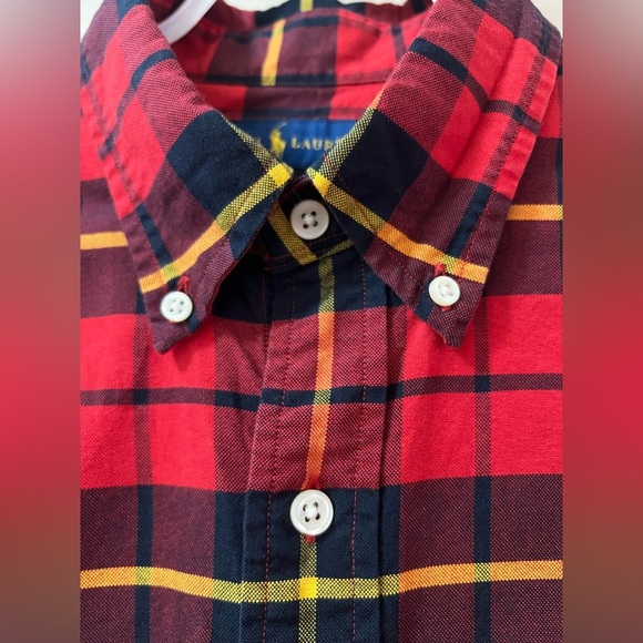 ⚪️ Ralph Lauren Red Plaid Button Up Shirt Size Medium Casual Classic - Picture 6 of 7